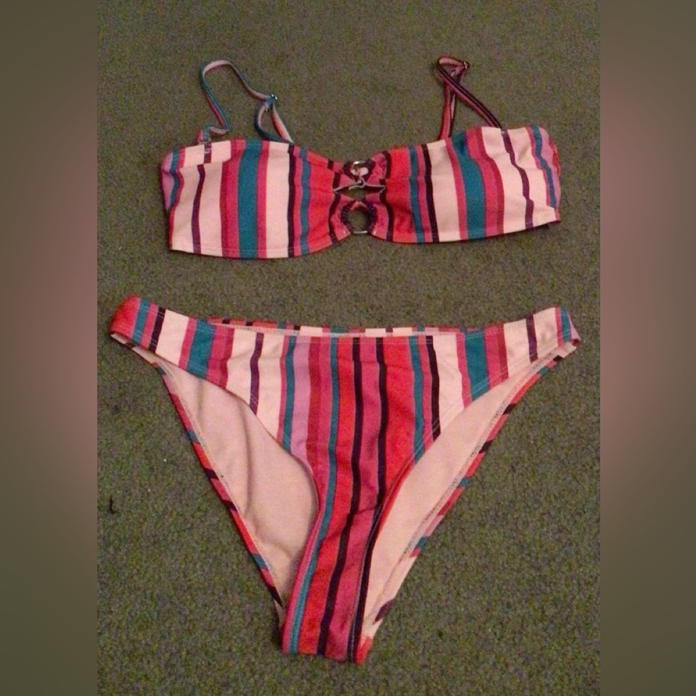 Multicolor Striped Bikini Set